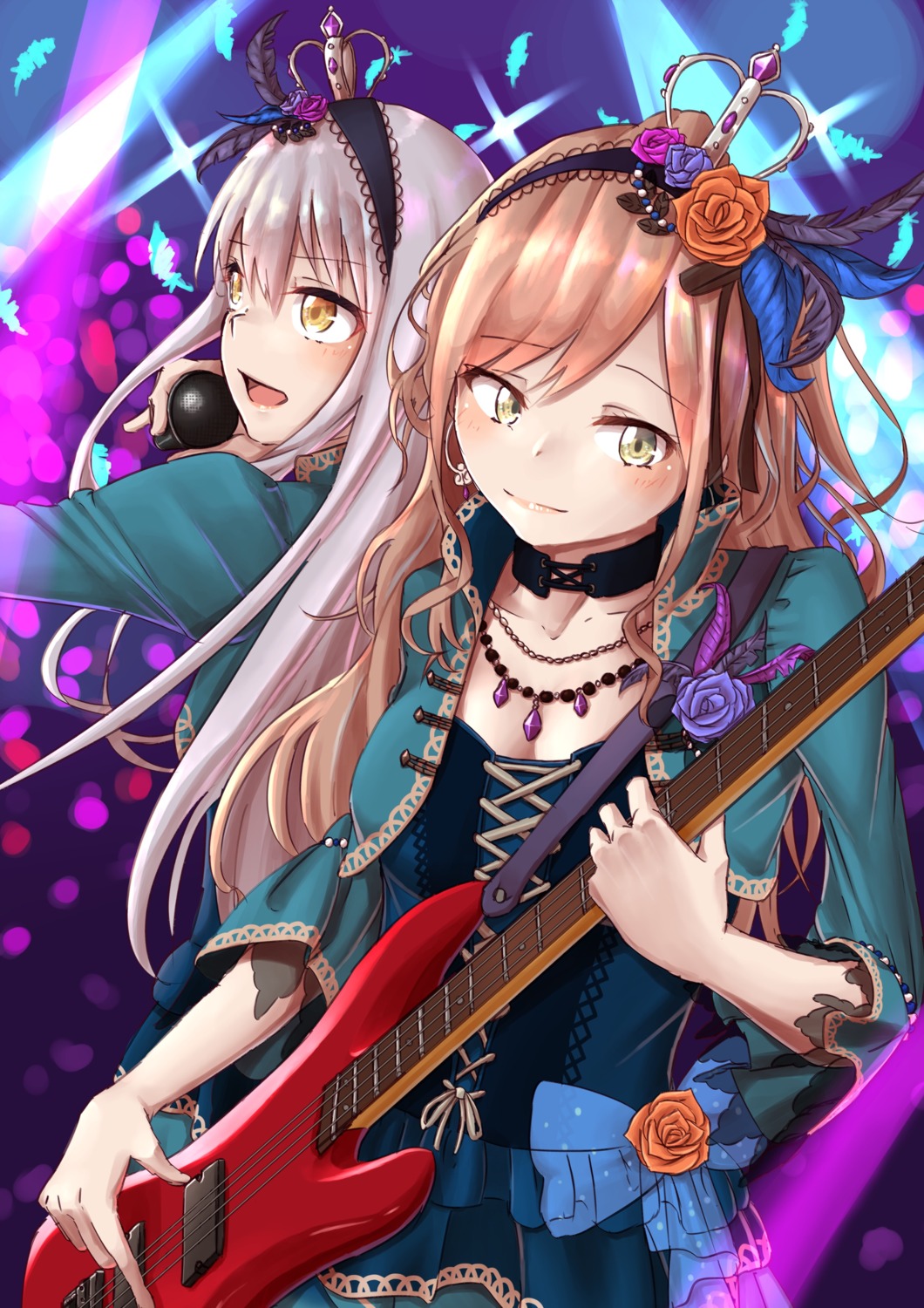 bang_dream!, bang_dream!_episode_of_roselia, cleavage, guitar, imai_lisa, minato_yukina, sasachi