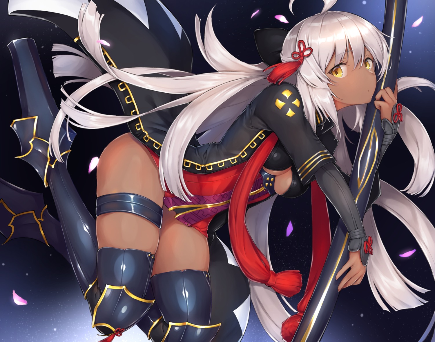 armor, dabuki, fate/grand_order, garter, no_bra, okita_souji_(alter)_(fate), sword, thighhighs