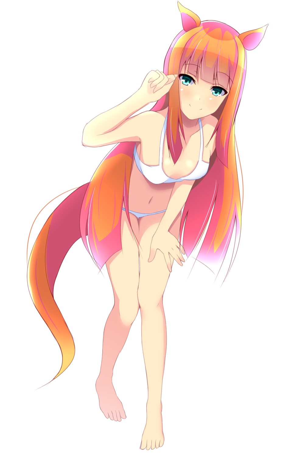 animal_ears, bikini, cleavage, silence_suzuka_(umamusume), swimsuits, tail, uechirou, uma_musume_pretty_derby