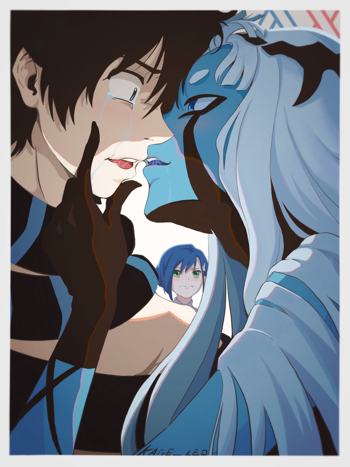 code_001, darling_in_the_franxx, hiro_(darling_in_the_franxx), ichigo_(darling_in_the_franxx), kage_leo, tentacles