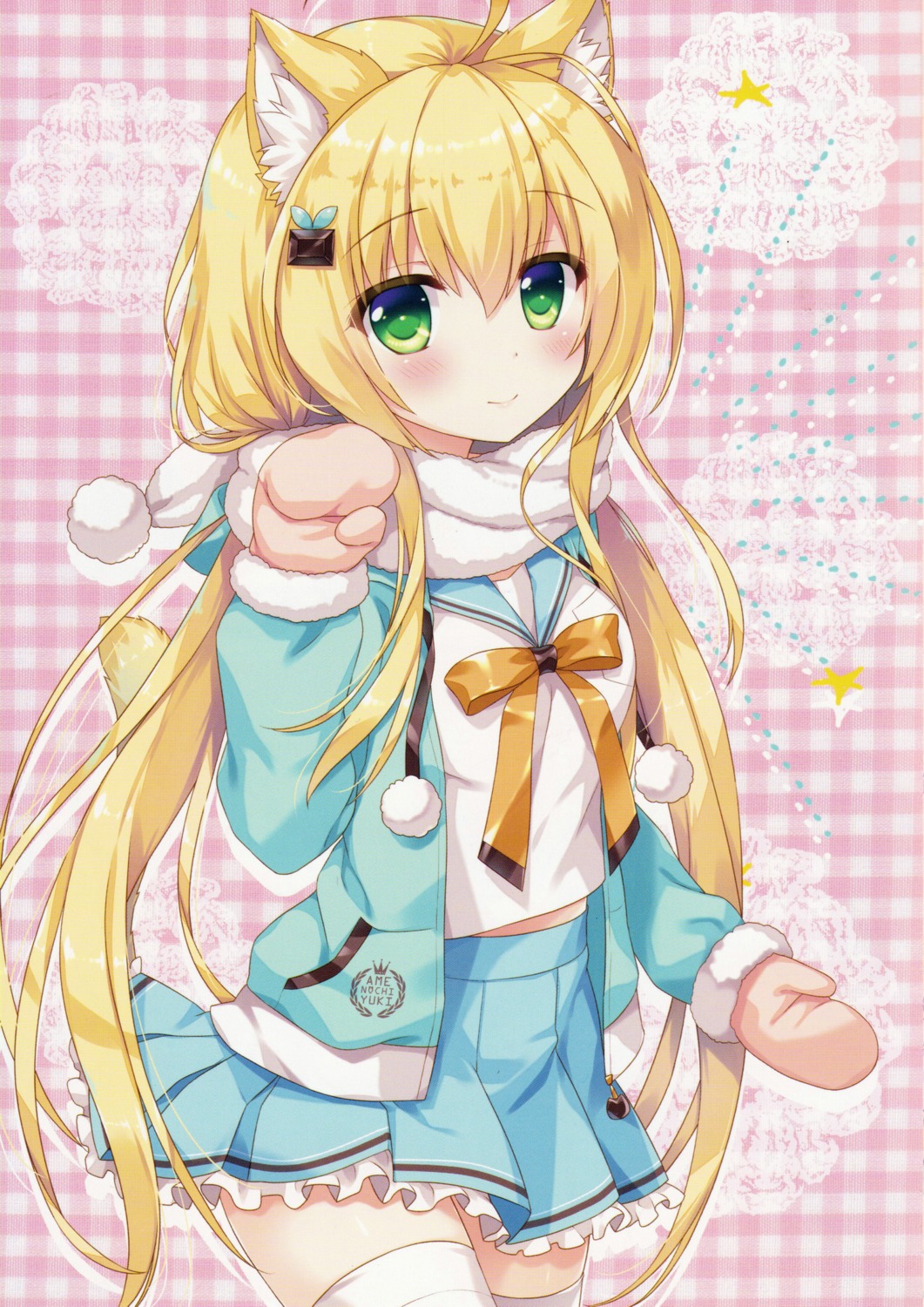 ame_nochi_yuki, ameto_yuki, animal_ears, choco_mint_(ameto_yuki), nekomimi, seifuku, tail, thighhighs