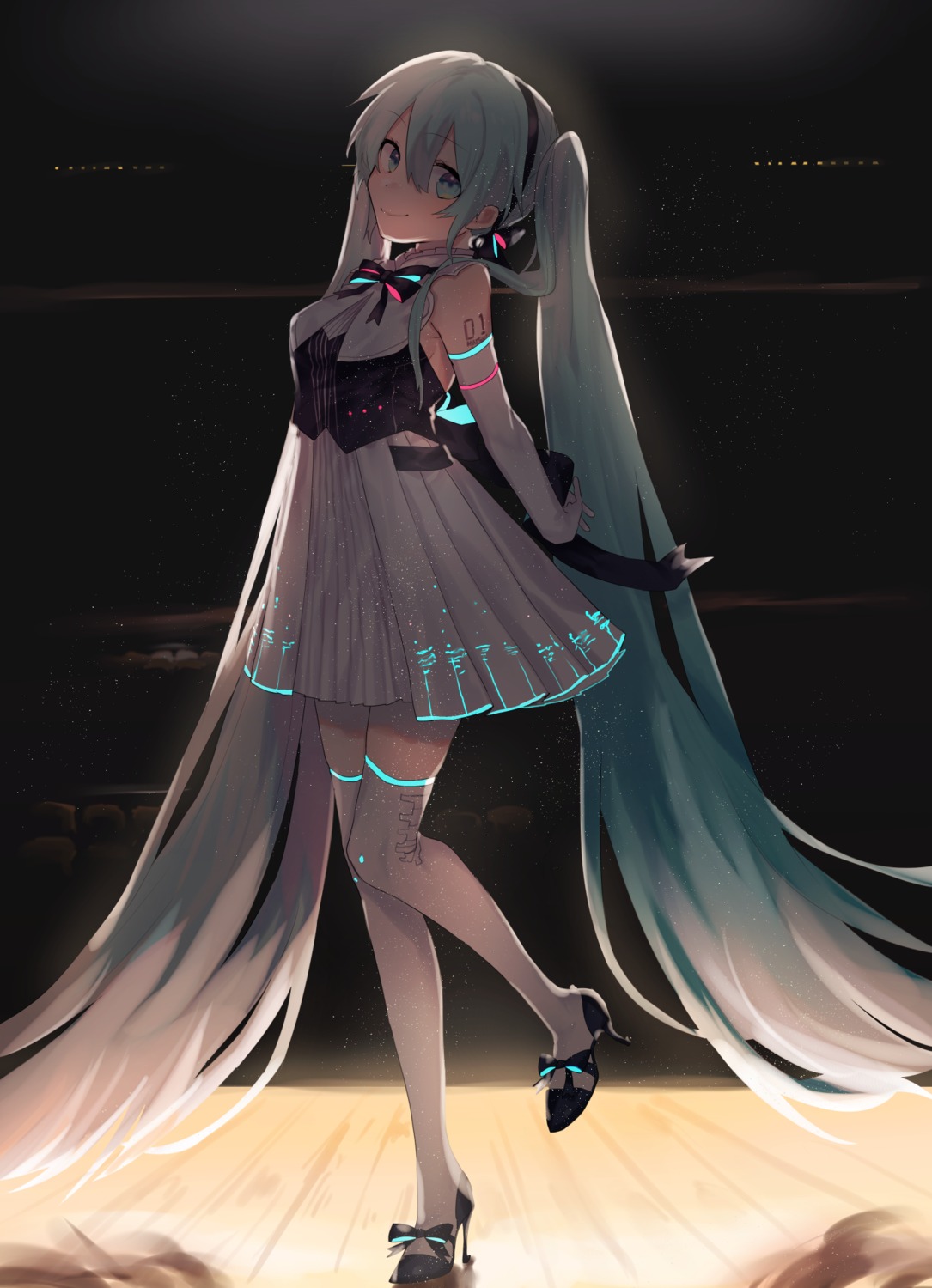 hatsune_miku, hatsune_miku_symphony, heels, moegi0926, tattoo, thighhighs, vocaloid
