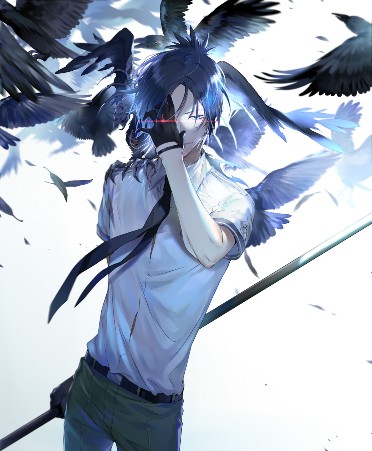 ekita_xuan, heterochromia, katekyo_hitman_reborn!, male, rokudou_mukuro, weapon