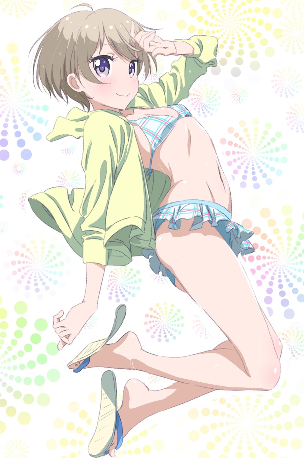 bikini, cleavage, hoshikawa_hotaru, makicha, new_game!, open_shirt, swimsuits