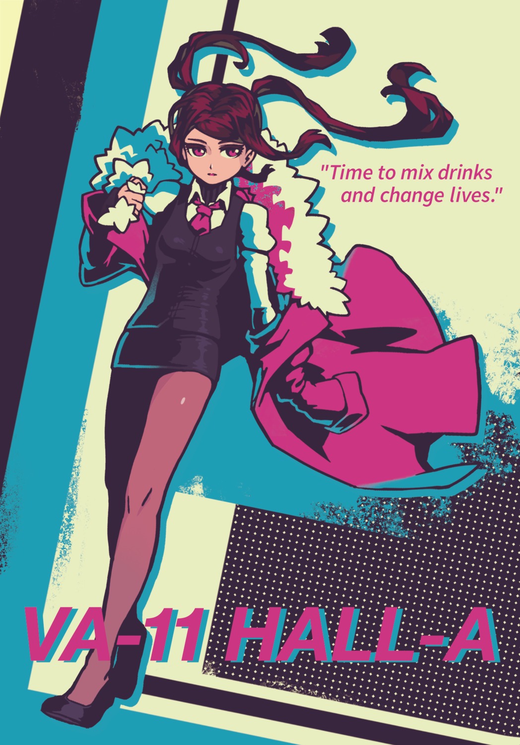 dress_shirt, julianne_stingray, pantyhose, reiesu_(reis), va-11_hall-a