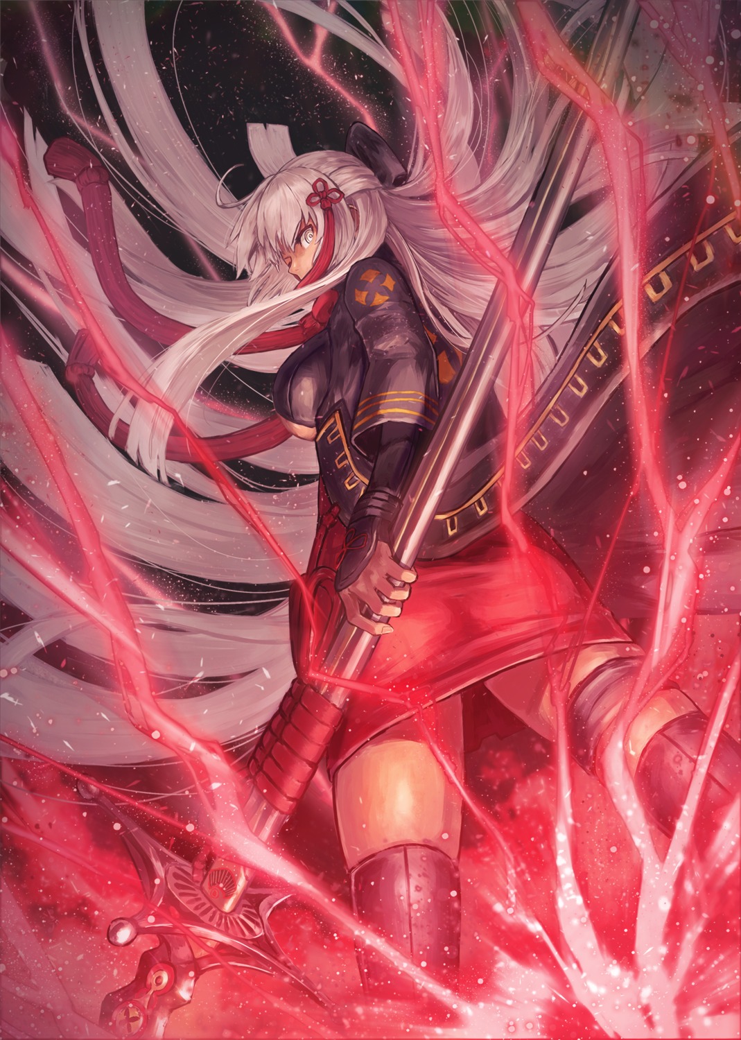 fate/grand_order, garter, kuroi_susumu, okita_souji_(alter)_(fate), sword, thighhighs