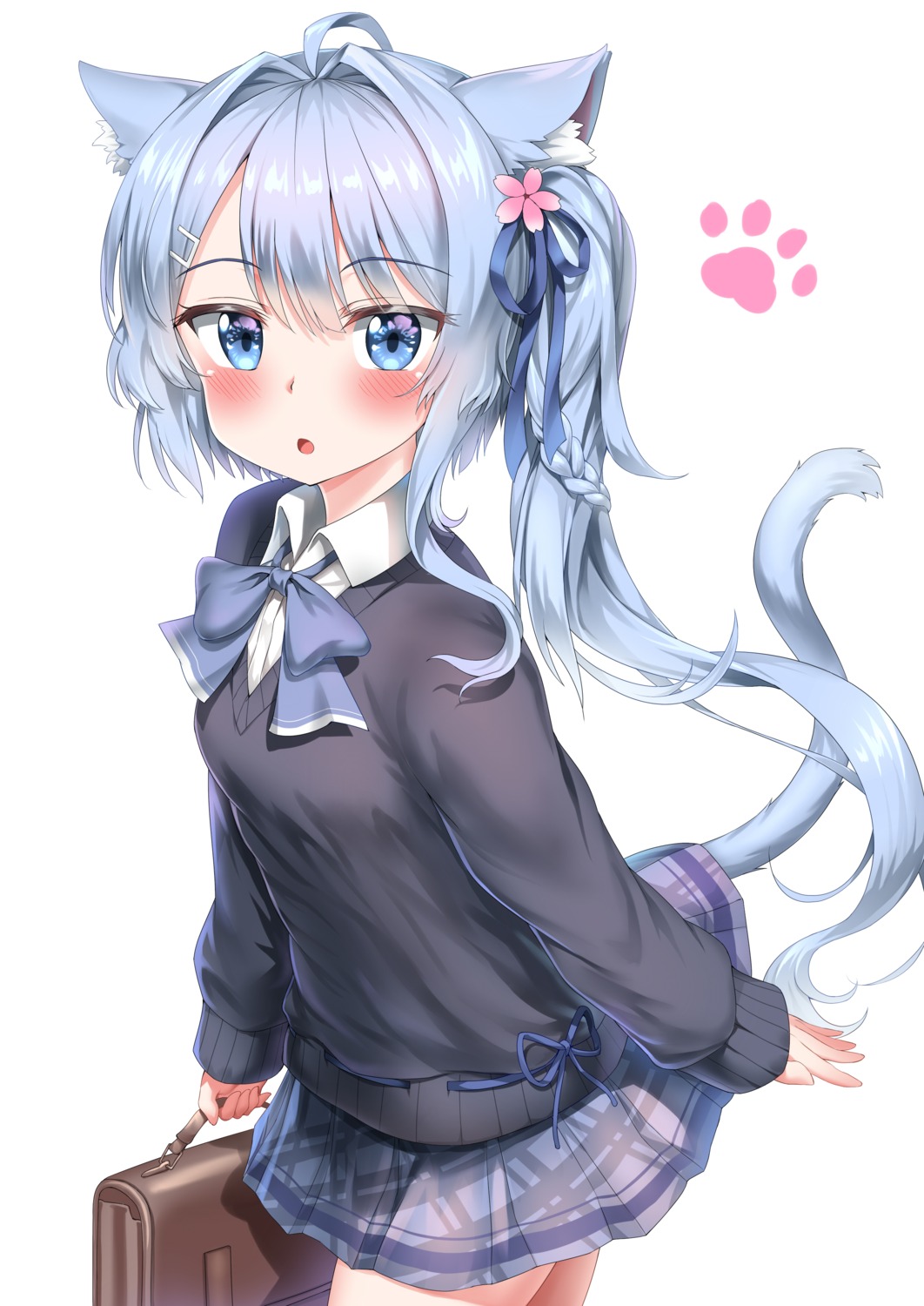 animal_ears, asashio_(azur_lane), azur_lane, nedia_r, nekomimi, seifuku, sweater, tail