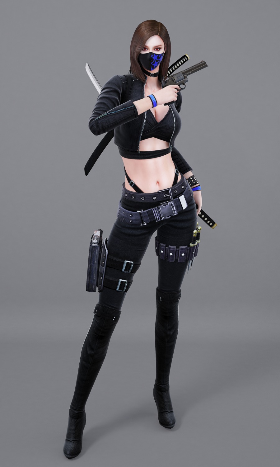 cg, cleavage, gun, sudden_attack, sword, tagme, weapon