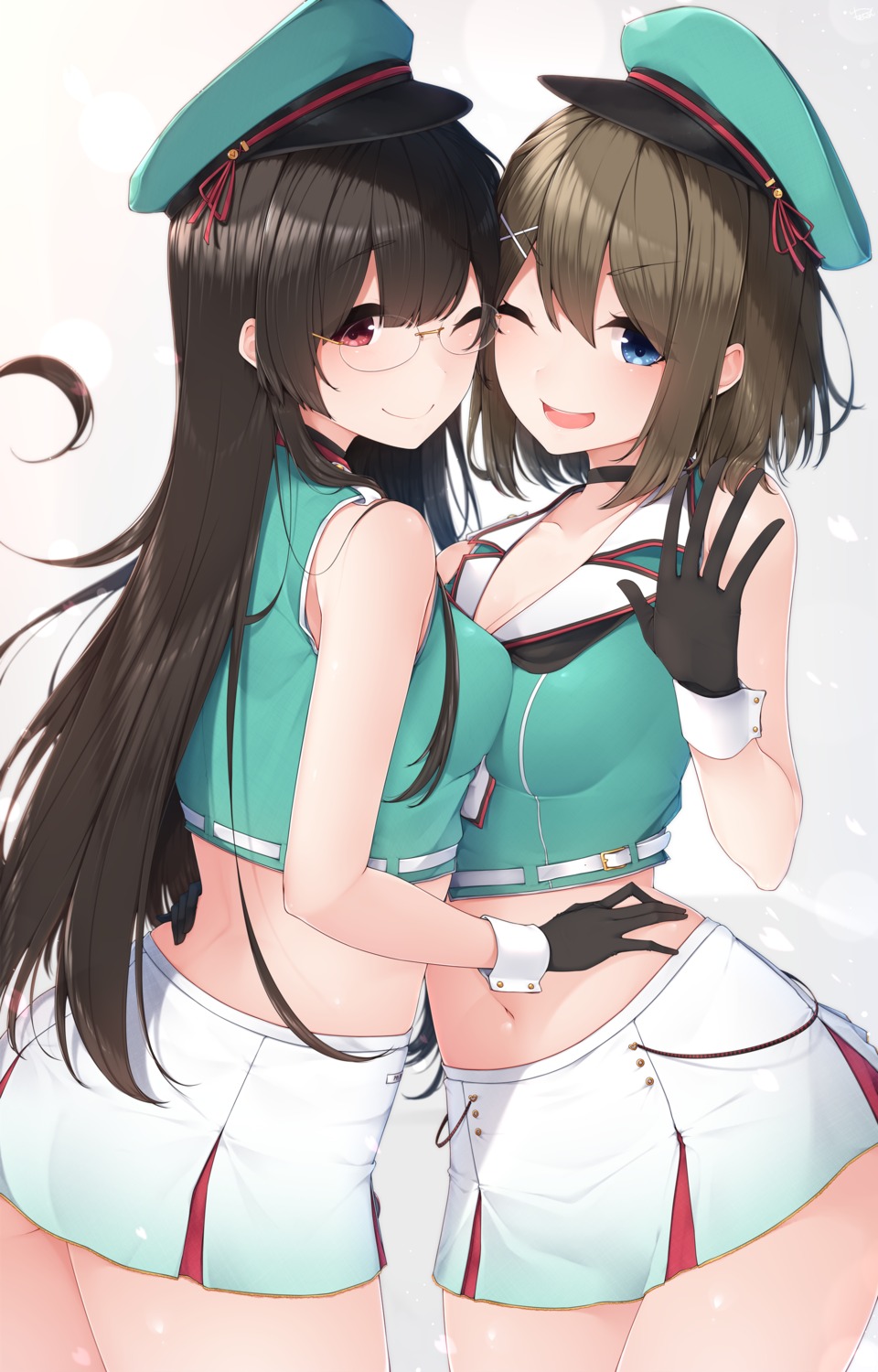 choukai_(kancolle), cleavage, kantai_collection, maya_(kancolle), megane, seifuku, symmetrical_docking, yukichi_(sukiyaki39)