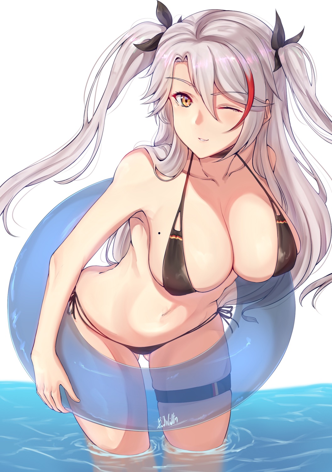 azur_lane, band-width, bikini, cleavage, prinz_eugen_(azur_lane), swimsuits, wet