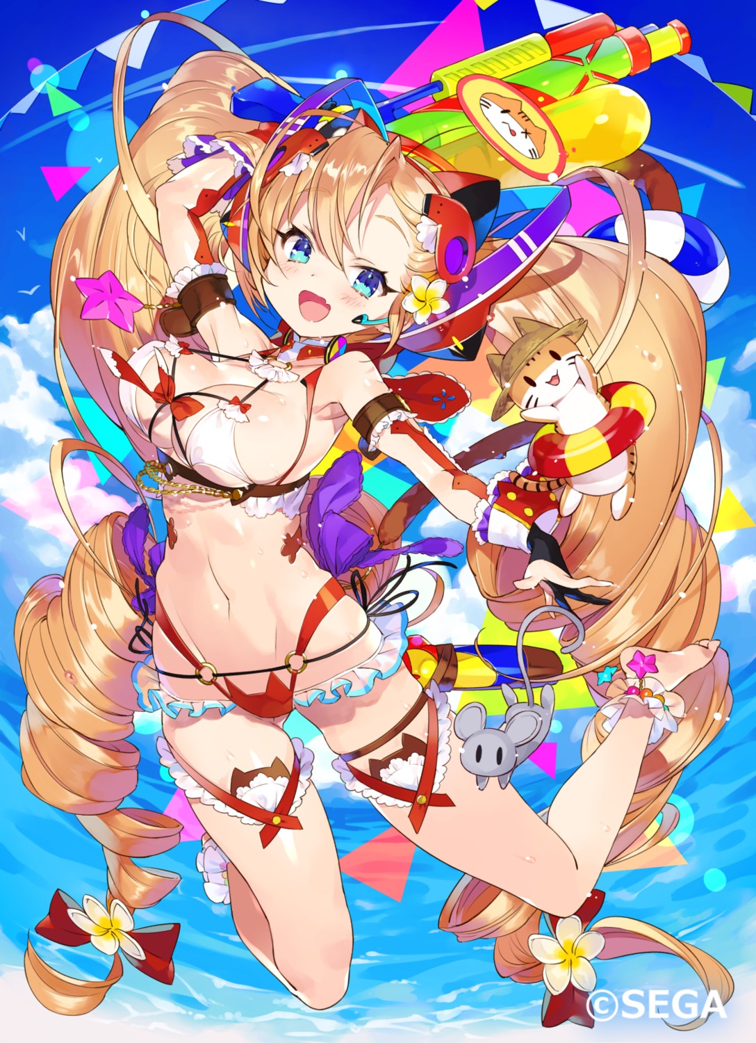 bikini, chunithm_star, garter, gun, neko, swimsuits, tonito
