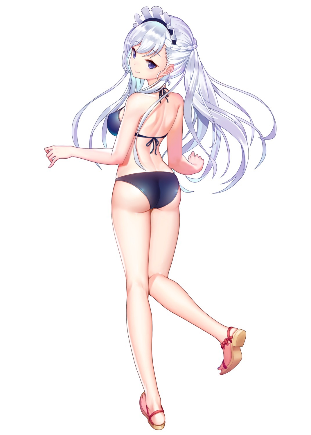 ass, azur_lane, belfast_(azur_lane), bikini, heels, kim_nico, swimsuits
