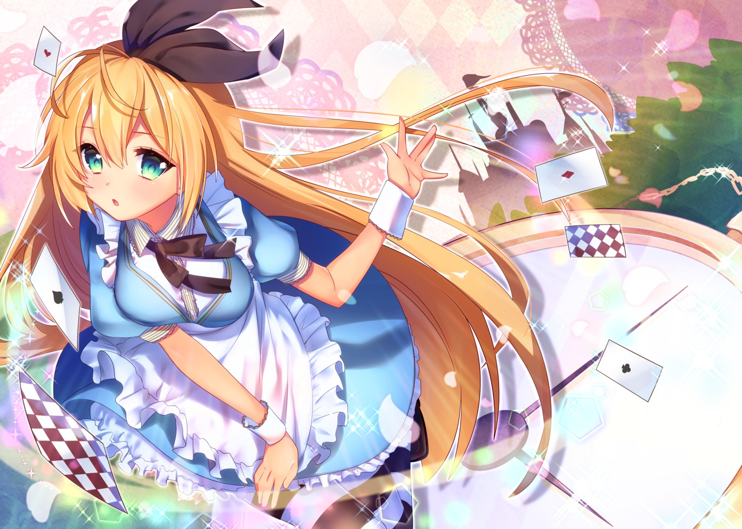 alice, alice_in_wonderland, ayamori_mimi, cosplay, dress, thighhighs, tsurumaki_maki, voiceroid