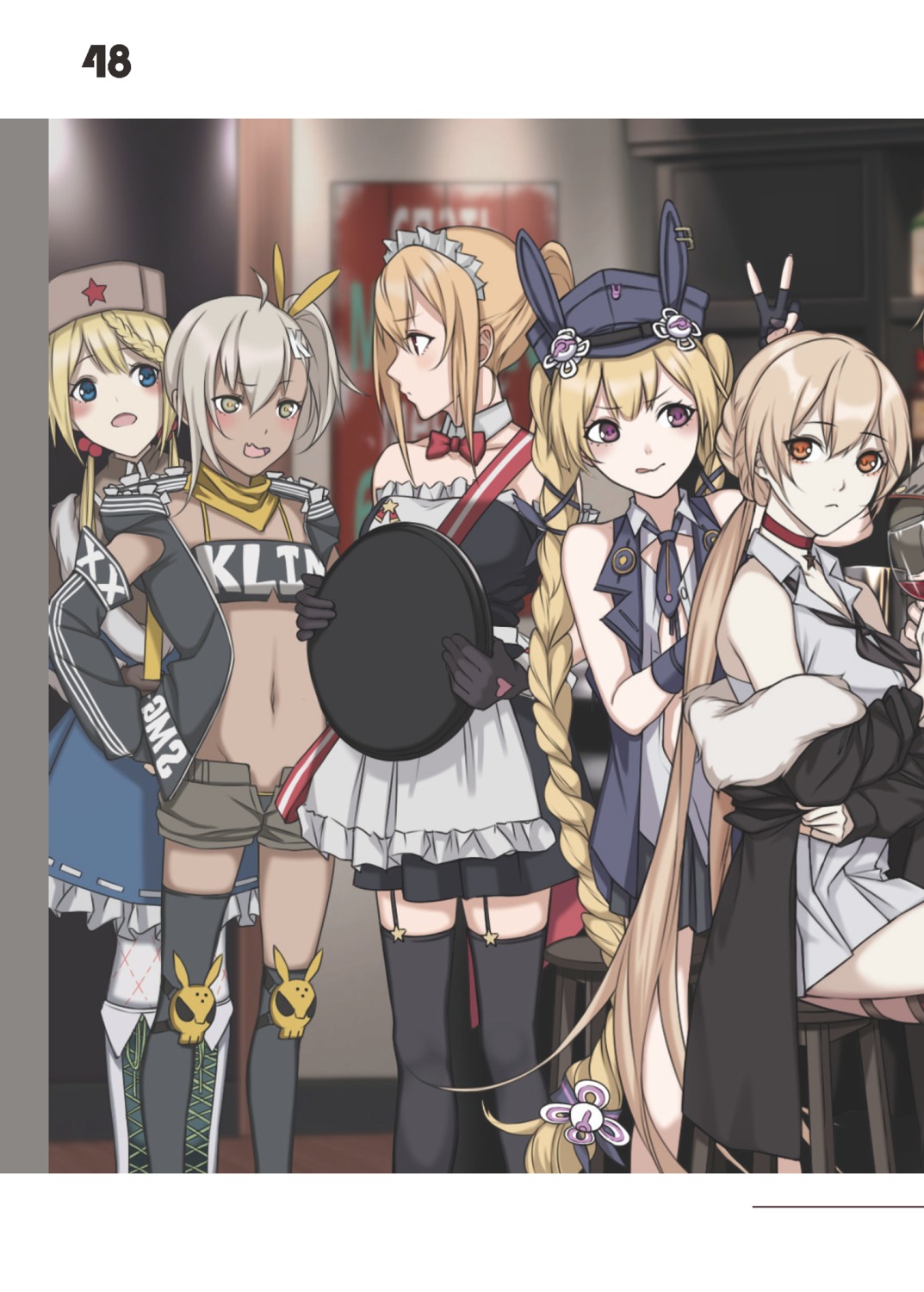 animal_ears, bikini_top, bunny_ears, girls_frontline, klin_(girls_frontline), maid, open_shirt, ots-14_(girls_frontline)
