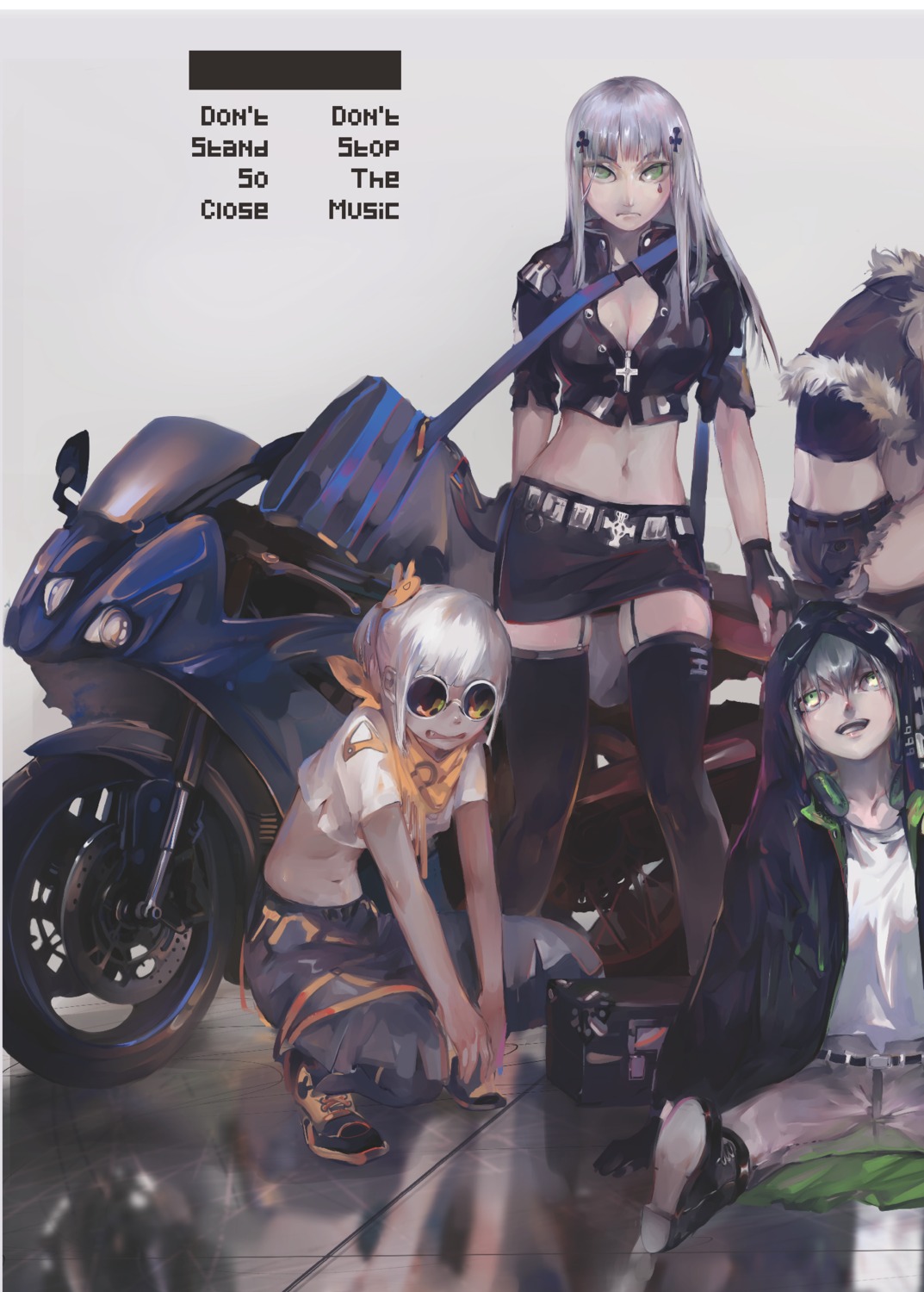 cleavage, girls_frontline, hk416_(girls_frontline), klin_(girls_frontline), megane, open_shirt, stockings, tagme