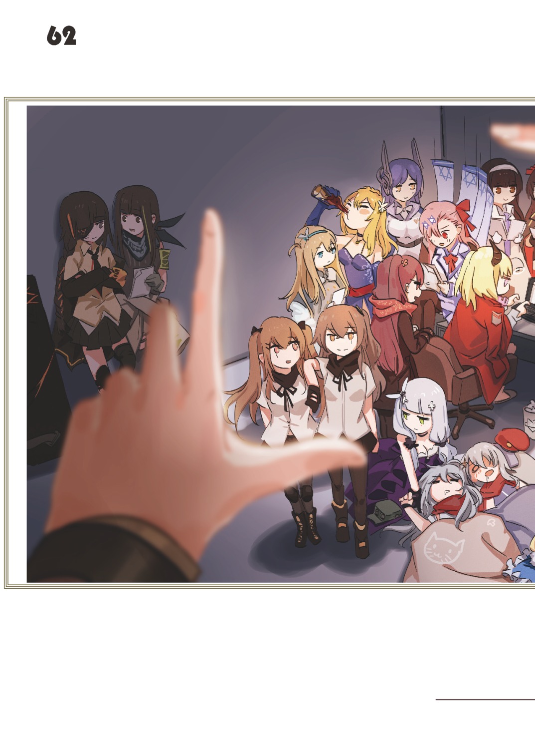cleavage, girls_frontline, horns, m4a1_(girls_frontline), negev_(girls_frontline), pantyhose, qbz-95_(girls_frontline), seifuku