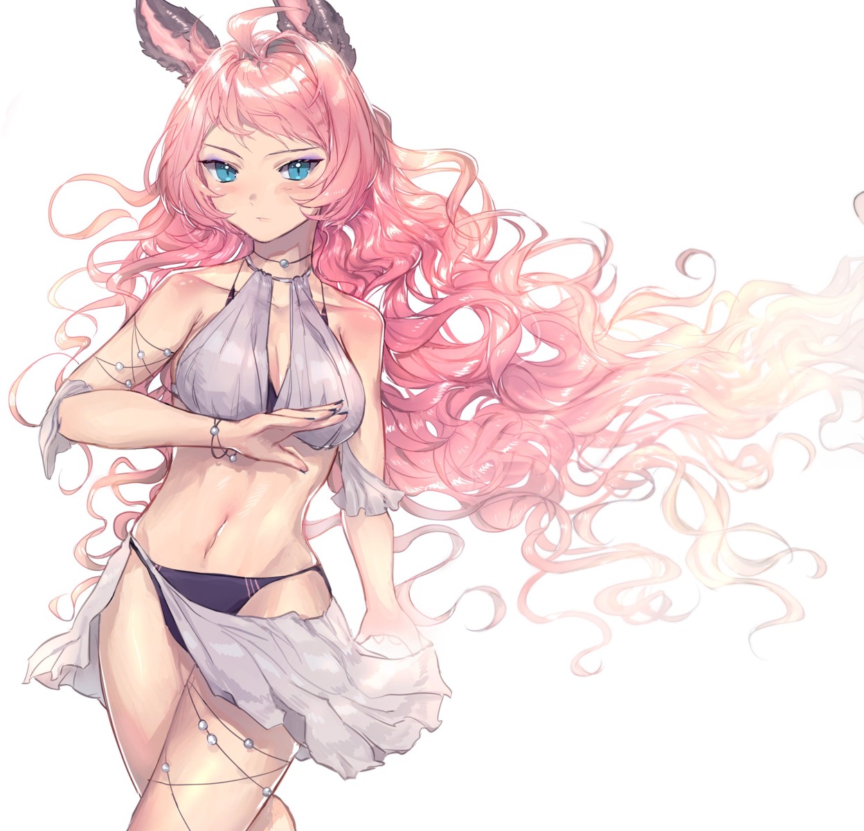 animal_ears, bikini, cleavage, granblue_fantasy, kuroaca, swimsuits, tien_(granblue_fantasy)