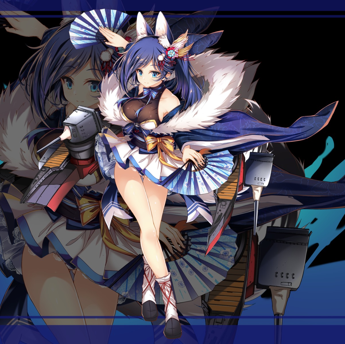 animal_ears, azur_lane, jianren, jintsuu_(azur_lane), lolita_fashion, mecha_musume, pantsu, skirt_lift