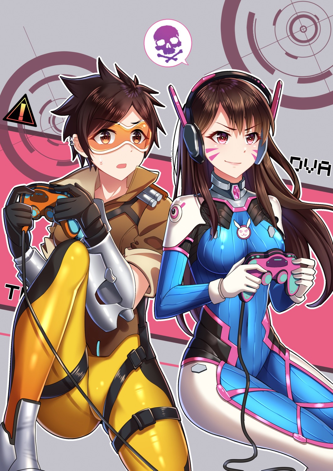 bodysuit, d.va, headphones, overwatch, sannio, tracer