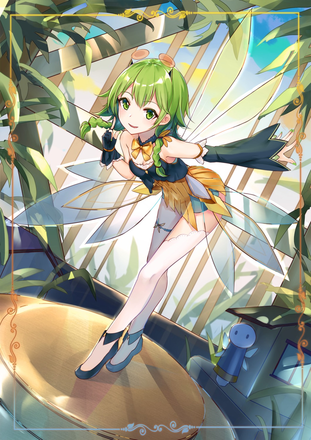 bobo_(6630978), cleavage, garter, gumi, thighhighs, vocaloid, wings