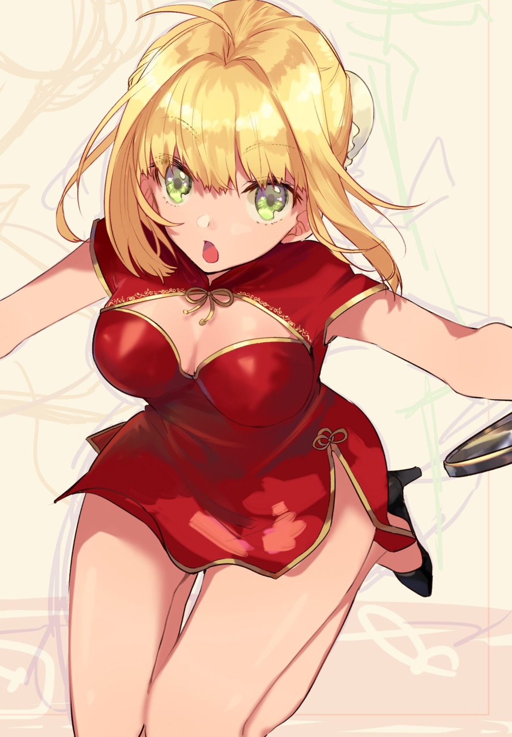 chinadress, cleavage, fate/extra, fate/grand_order, fate/stay_night, heels, hino_hinako, nero_claudius_(fate)