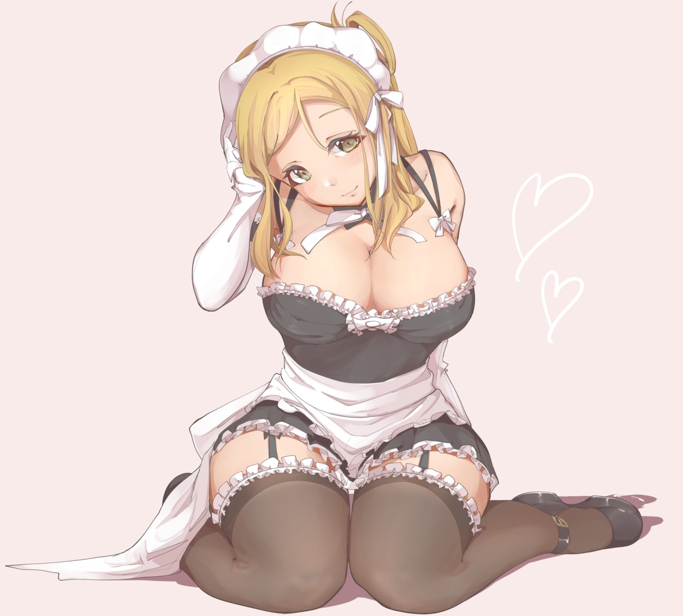 cleavage, komiyama_(user_ycnc3474), love_live!_(series), love_live!_sunshine!!, maid, ohara_mari, stockings, thighhighs