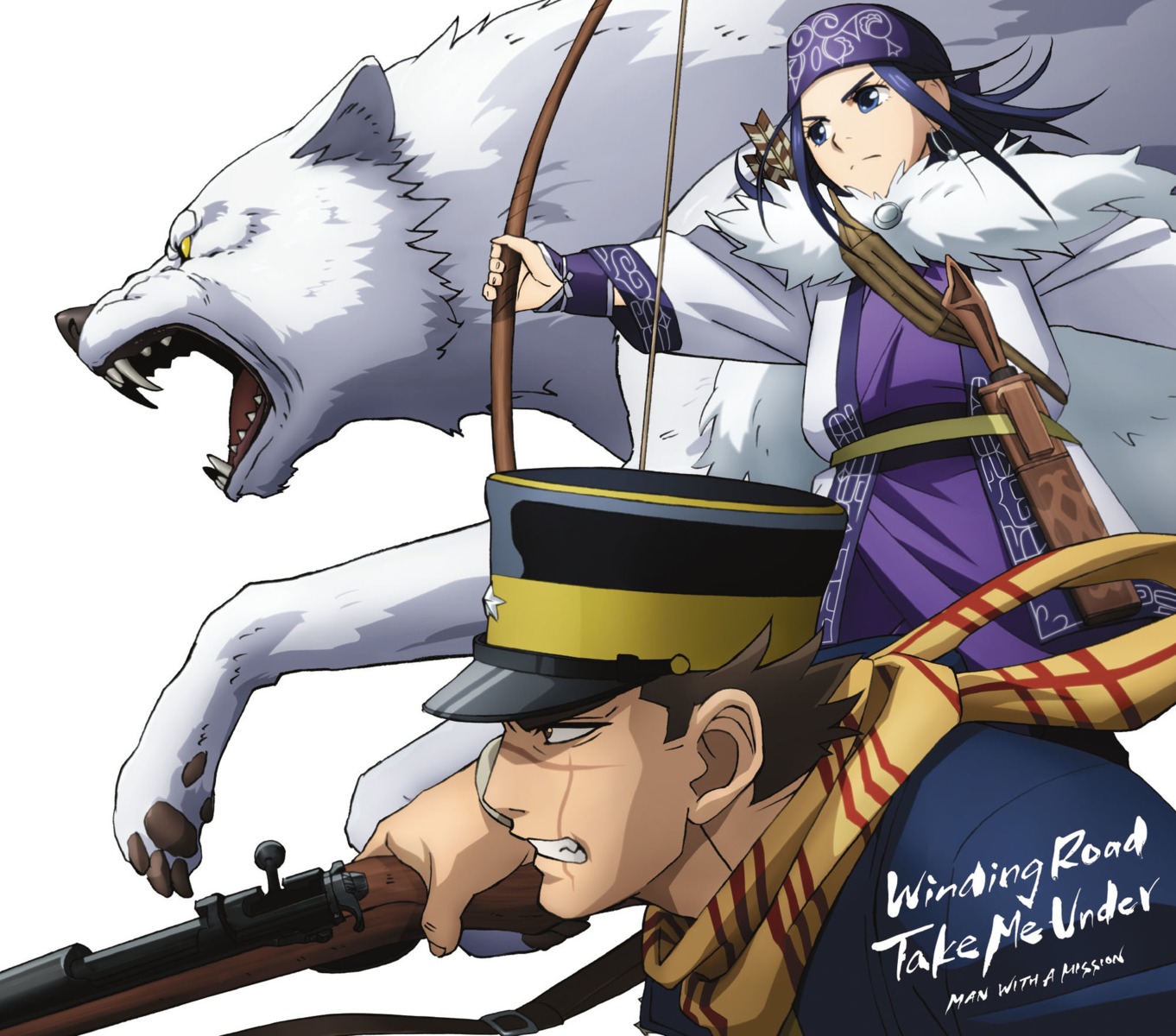 asian_clothes, asirpa, disc_cover, golden_kamuy, gun, sugimoto_saichi, uniform, weapon