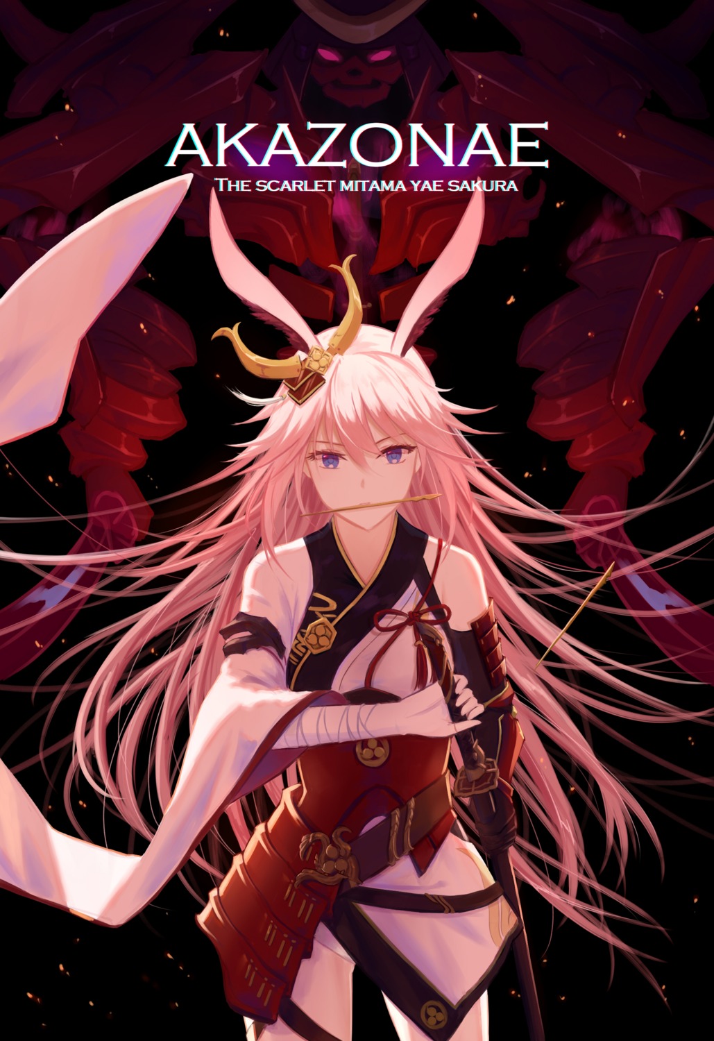 animal_ears, armor, bandages, benghuai_xueyuan, bunny_ears, honkai_impact, japanese_clothes, sword