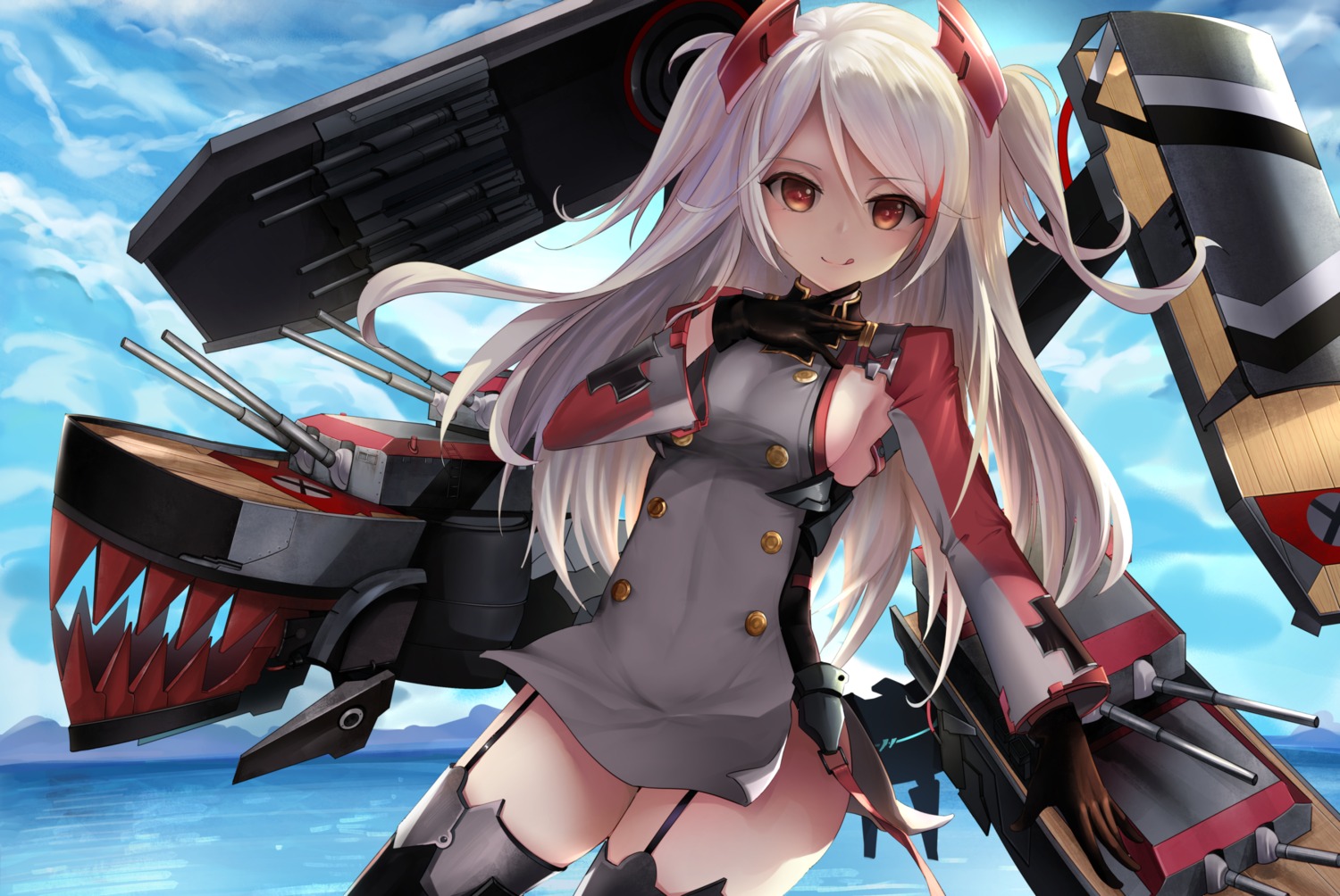 azur_lane, karin_(fineyanny), prinz_eugen_(azur_lane), stockings, thighhighs, uniform