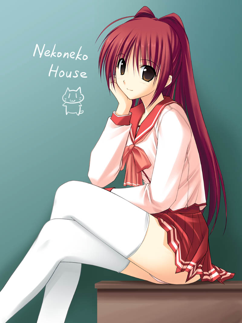 ko_nekoneko_house, kousaka_tamaki, seifuku, takepon, thighhighs, to_heart_(series), to_heart_2