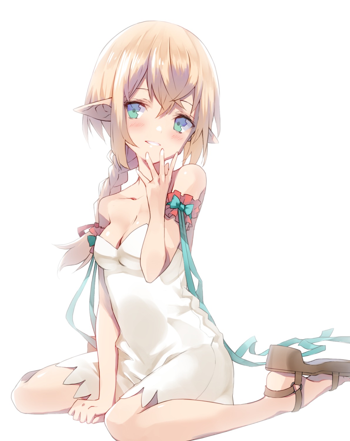 cleavage, dress, elf, heels, nuqura, pointy_ears