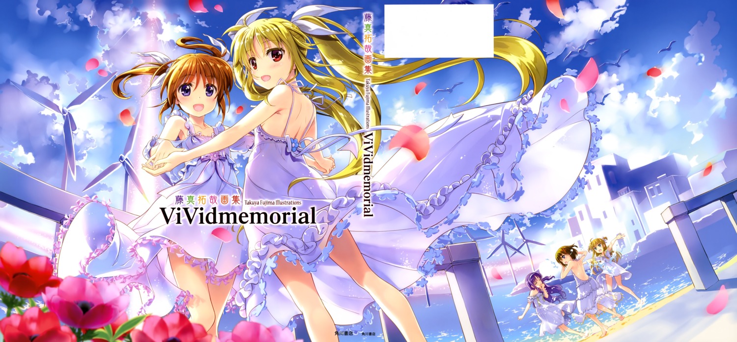 alisa_bannings, dress, fate_testarossa, fujima_takuya, mahou_shoujo_lyrical_nanoha, mahou_shoujo_lyrical_nanoha_vivid, no_bra, skirt_lift