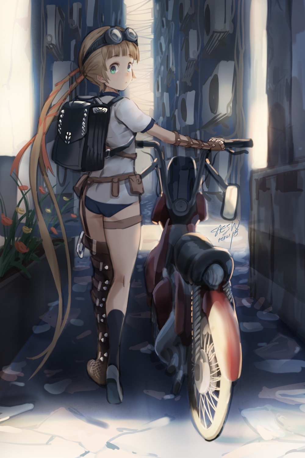 ass, buruma, gym_uniform, saejin_oh, thighhighs