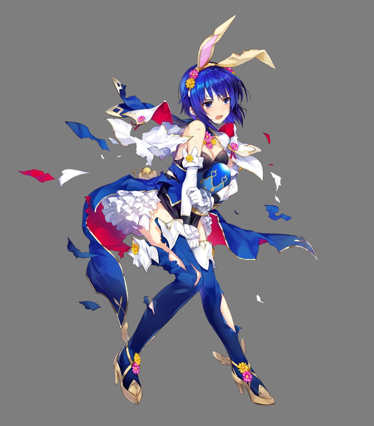 animal_ears, bunny_ears, catria, cleavage, fire_emblem, fire_emblem:_shin_ankoku_ryuu_to_hikari_no_ken, fire_emblem_heroes, heels, nintendo, ordan, thighhighs, torn_clothes, transparent_png