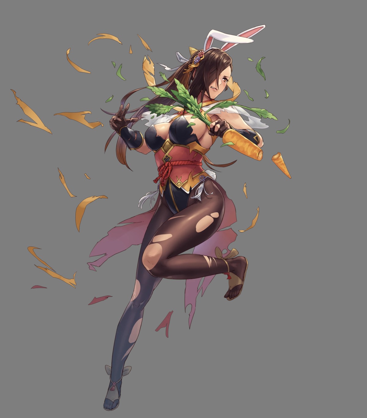 animal_ears, bunny_ears, bunny_girl, cuboon, fire_emblem, fire_emblem_heroes, fire_emblem_if, kagerou_(fire_emblem_if), nintendo, pantyhose, tail, torn_clothes, transparent_png