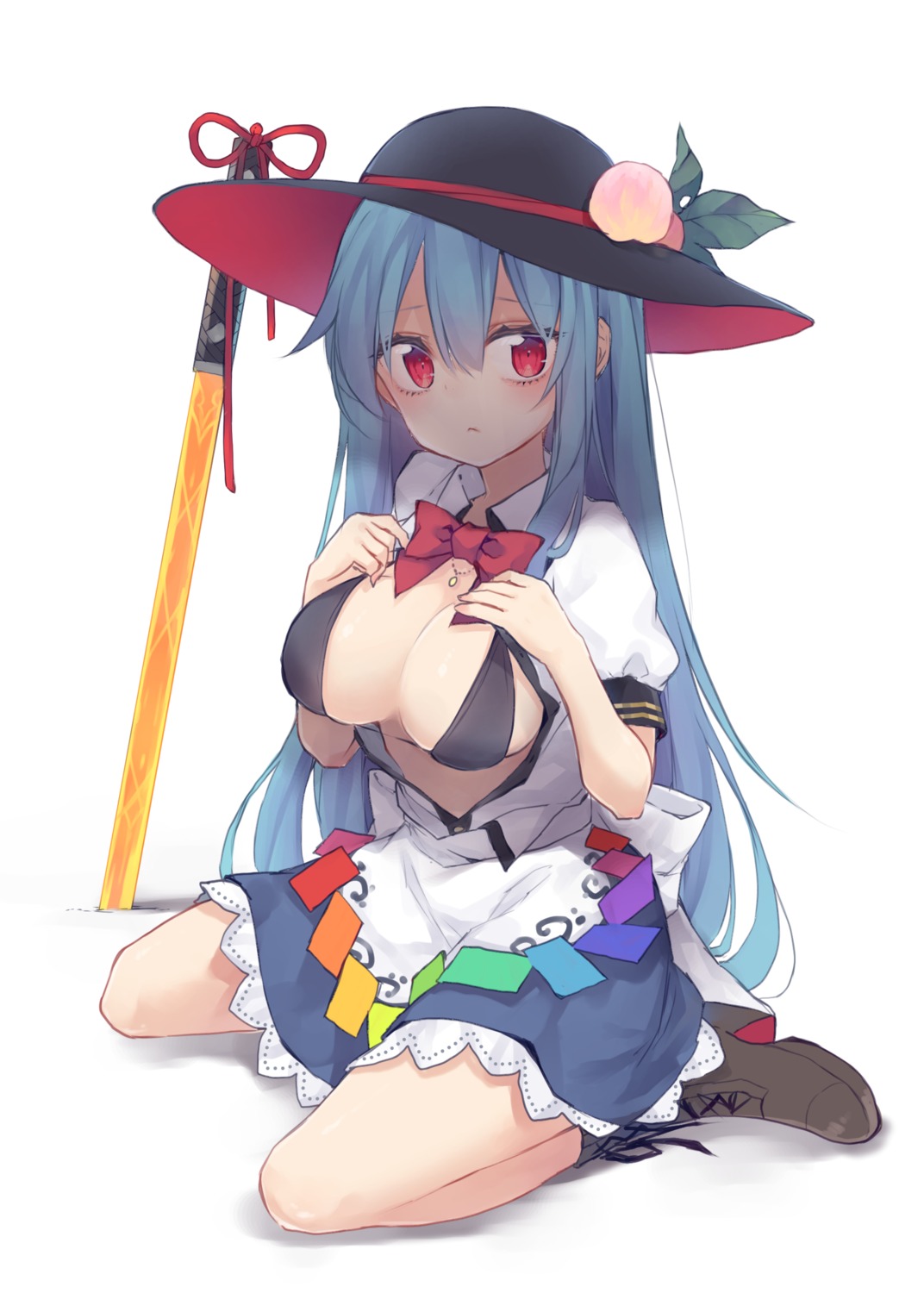 bikini_top, heels, hinanawi_tenshi, maid, open_shirt, swimsuits, touhou, toutenkou