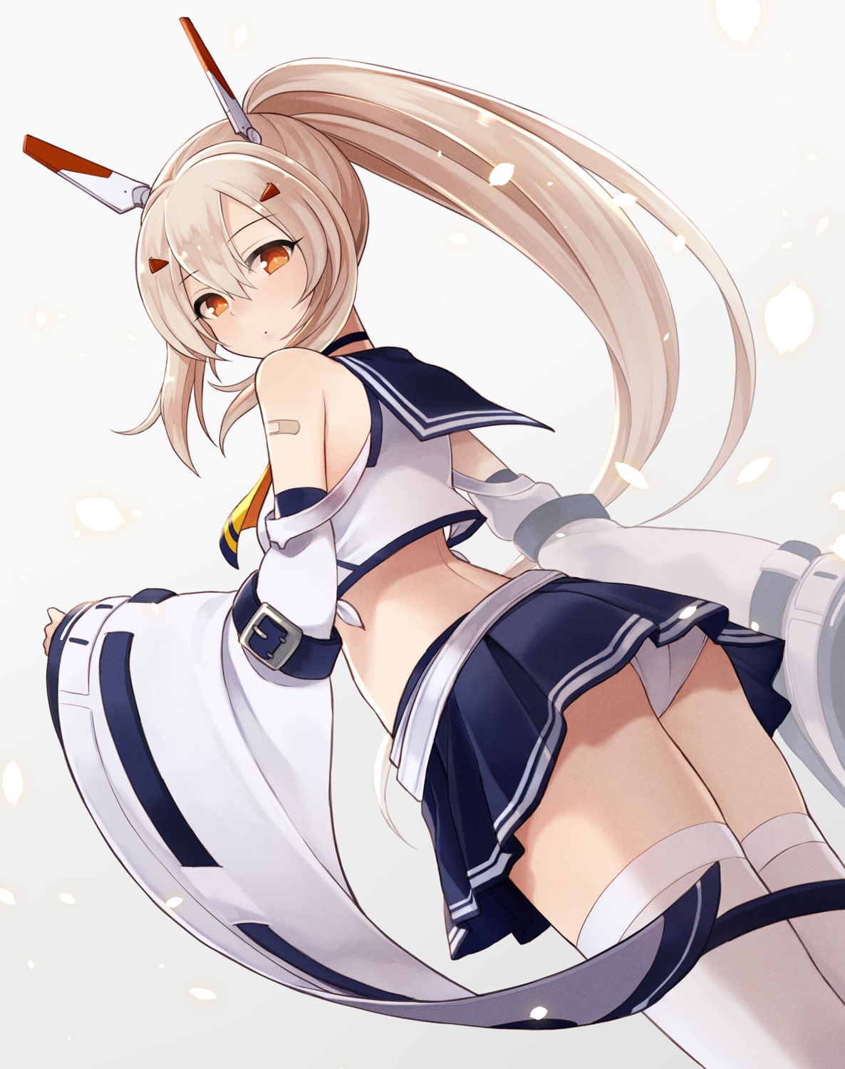 ass, ayanami_(azur_lane), azur_lane, bandaid, pantsu, seifuku, thighhighs, yuko_(uc_yuk)