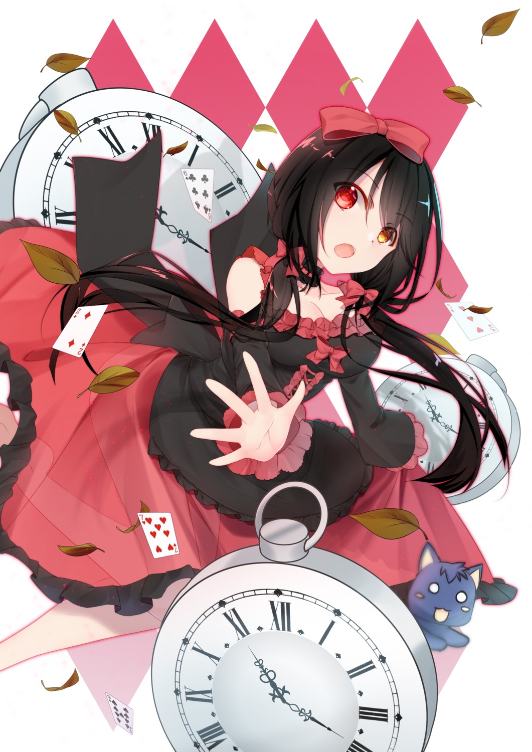 alice_in_wonderland, cleavage, cosplay, date_a_live, heterochromia, mo_(pixiv9929995), neko, see_through, tokisaki_kurumi