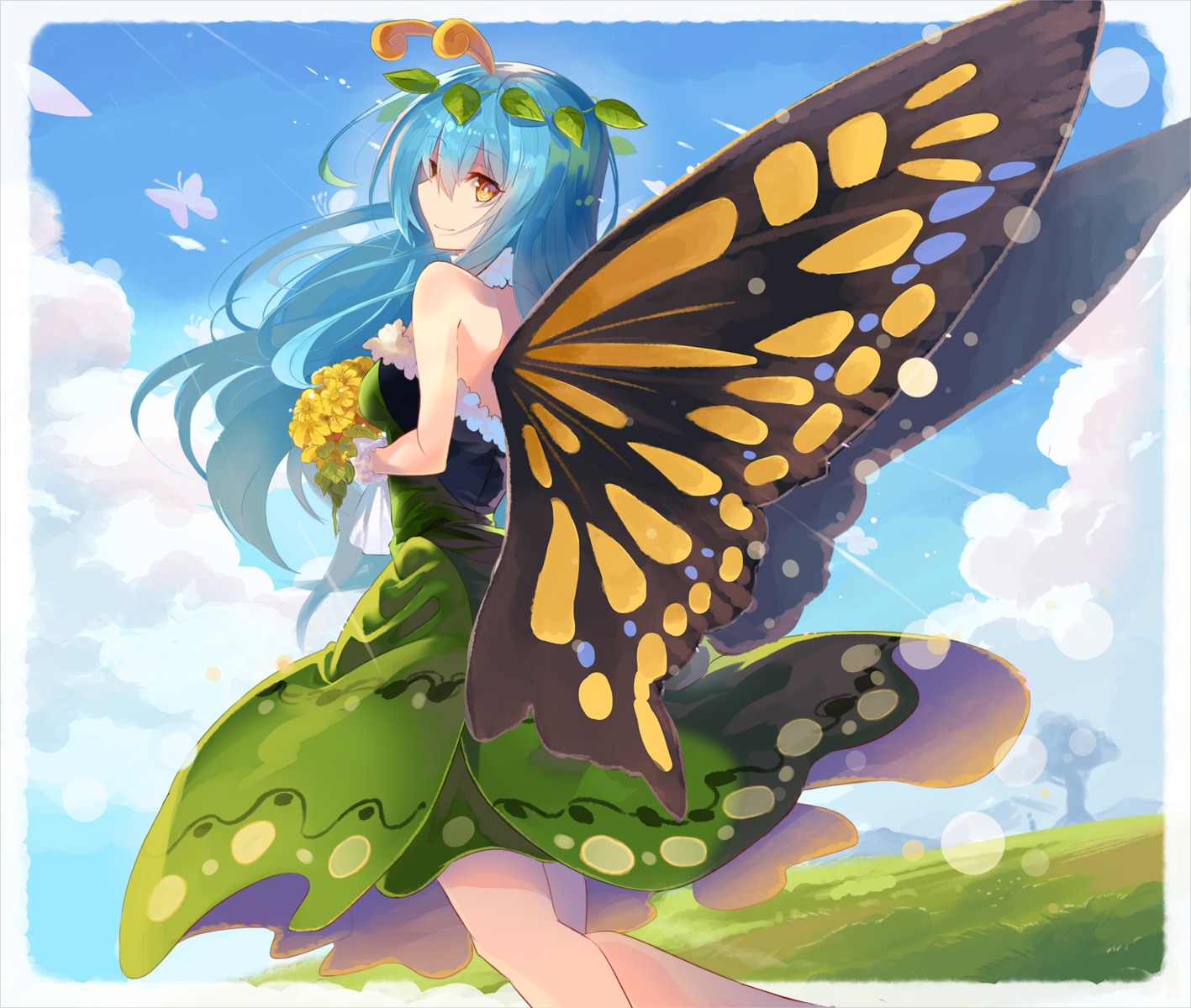 dress, eternity_larva, rin_falcon, touhou, wings
