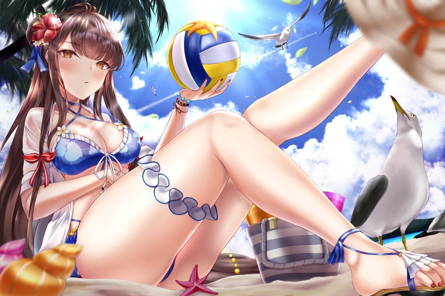 bikini, cleavage, garter, houchi_shoujo, numaguro_(tomokun0808), open_shirt, see_through, swimsuits, thong, tougai_(houchi_shoujo)