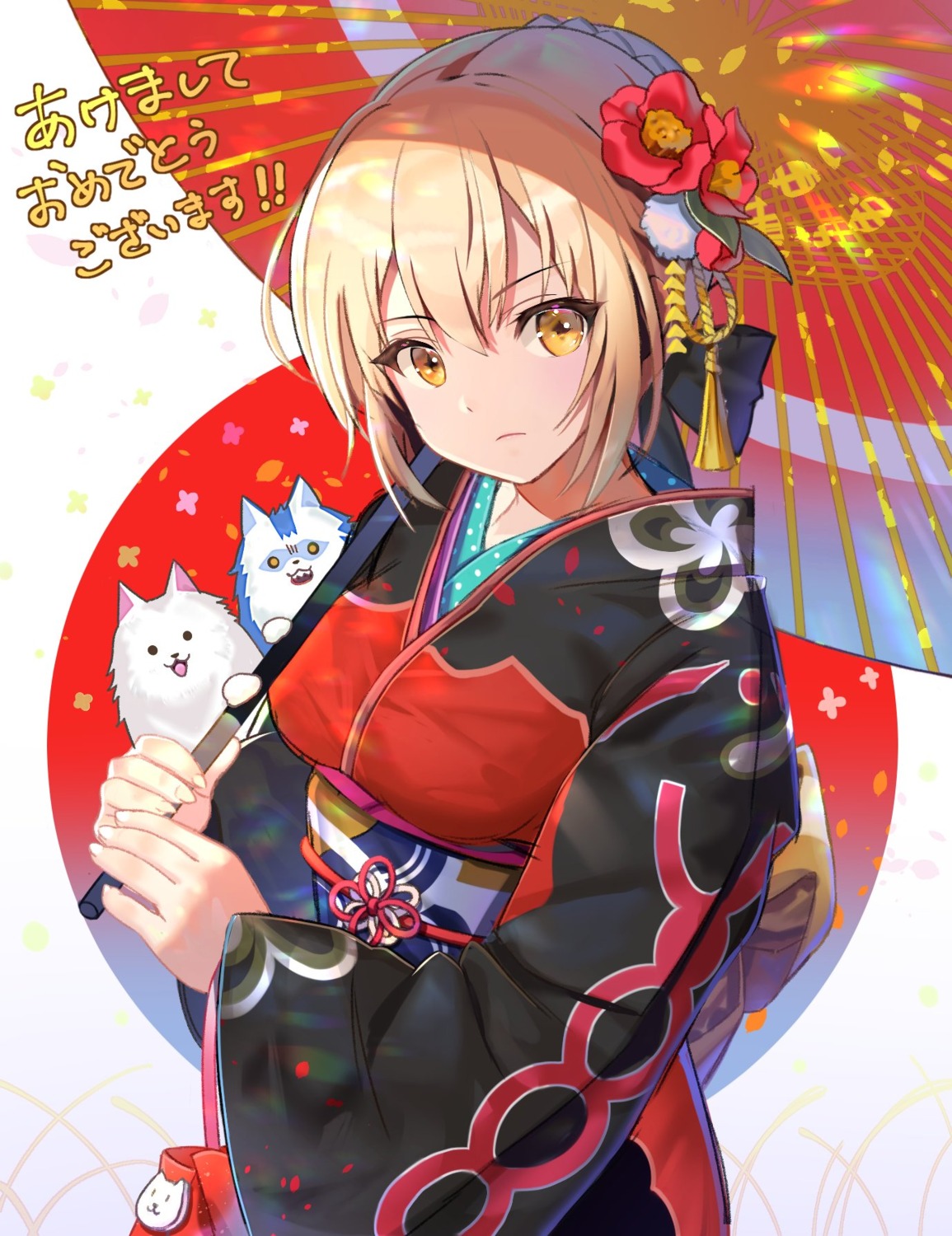 artoria_pendragon_(fate), artoria_pendragon_alter_(fate), fate/grand_order, kimono, nayuta_(una), umbrella