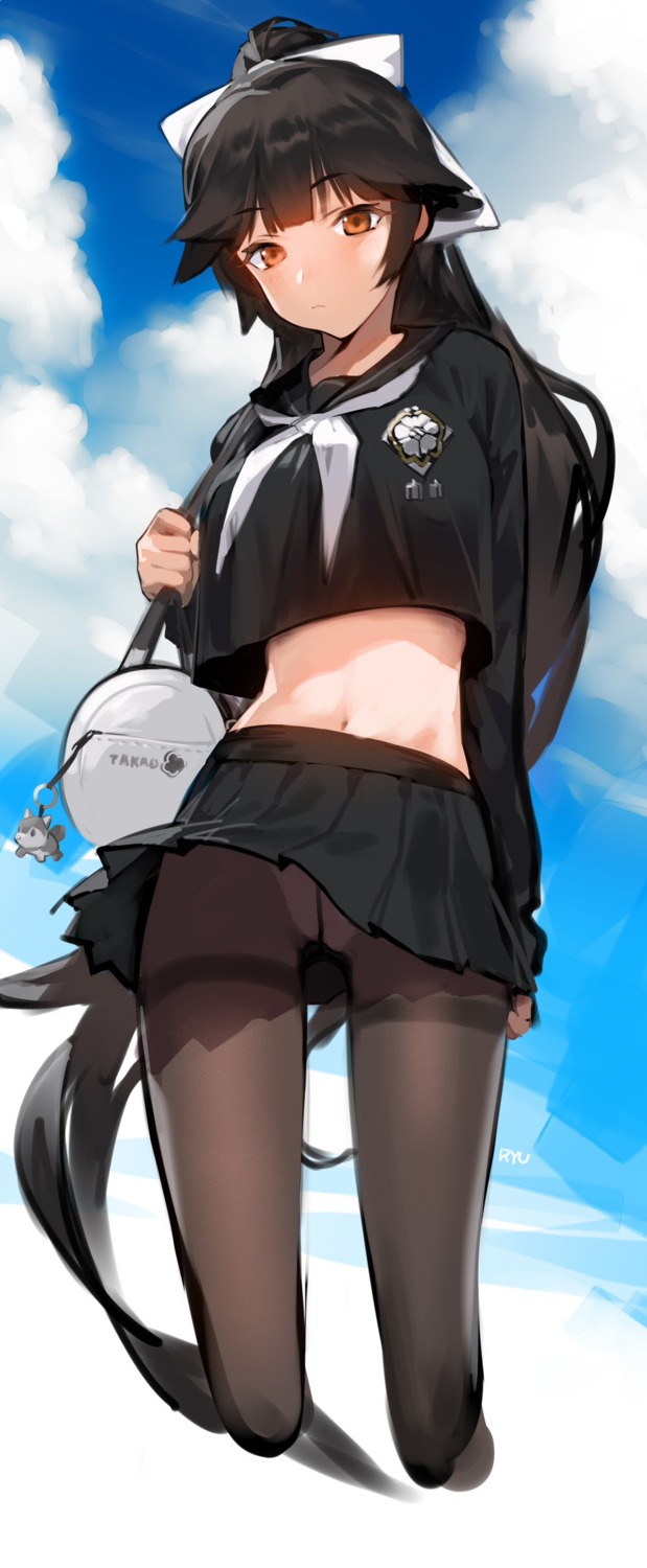 azur_lane, gym_uniform, pantsu, pantyhose, ryu_endo, seifuku, skirt_lift, takao_(azur_lane)