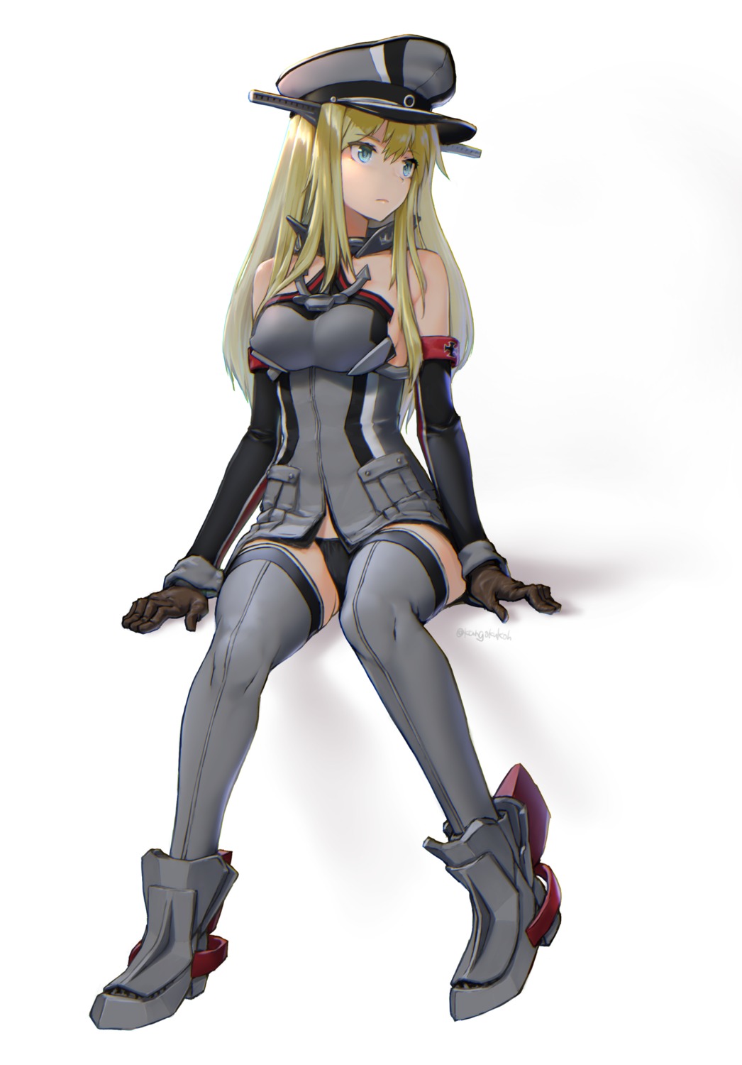 bismarck_(kancolle), kangoku_kou, kantai_collection, pantsu, thighhighs, uniform