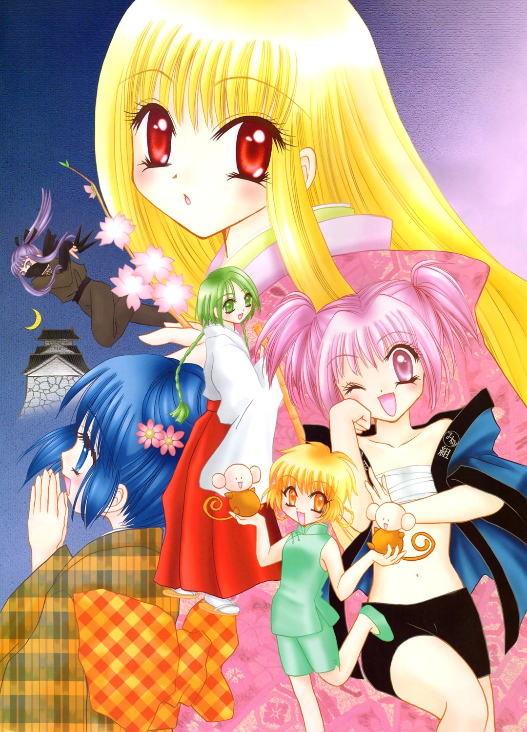 aizawa_mint, asian_clothes, bike_shorts, fong_pudding, fujiwara_zakuro, ikumi_mia, japanese_clothes, kimono