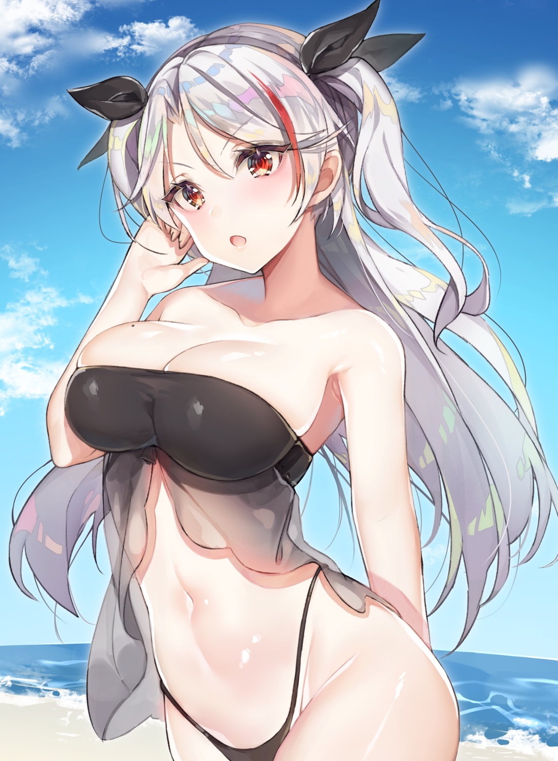 azur_lane, bikini, cleavage, prinz_eugen_(azur_lane), see_through, swimsuits, yayoichi_(yoruyoru108)