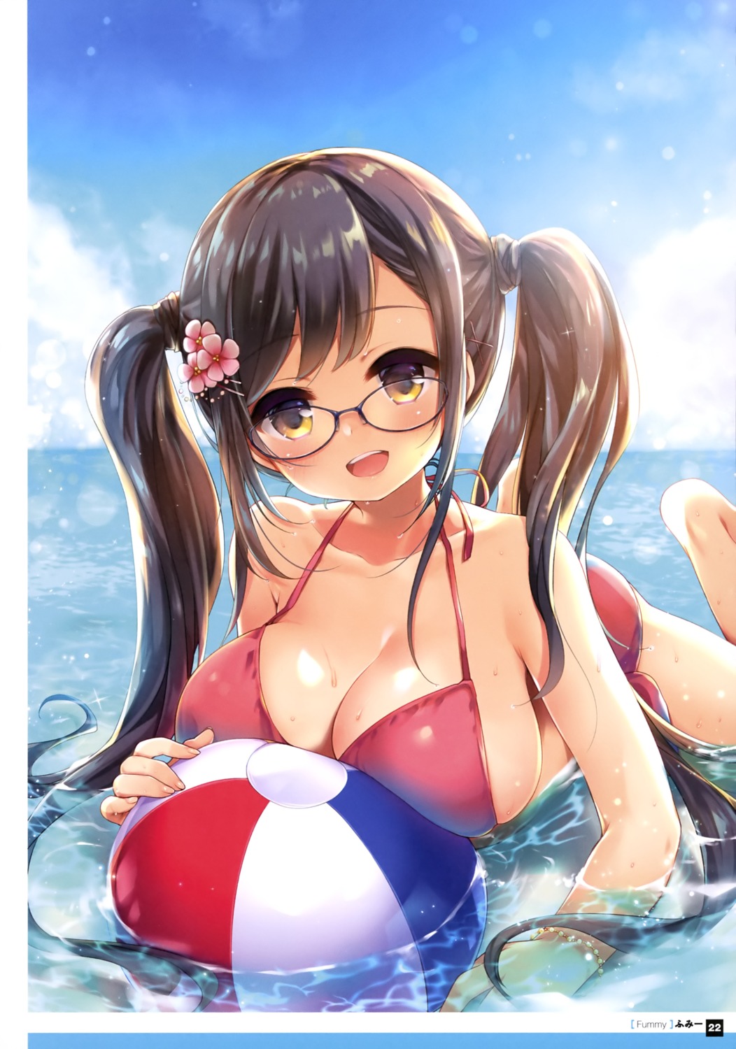 bikini, cleavage, fumii, megane, swimsuits, wet