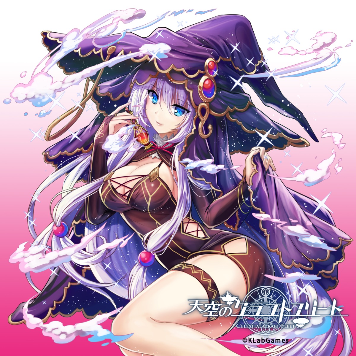 cleavage, dress, fuupu, garter, tenkuu_no_craft_fleet, witch