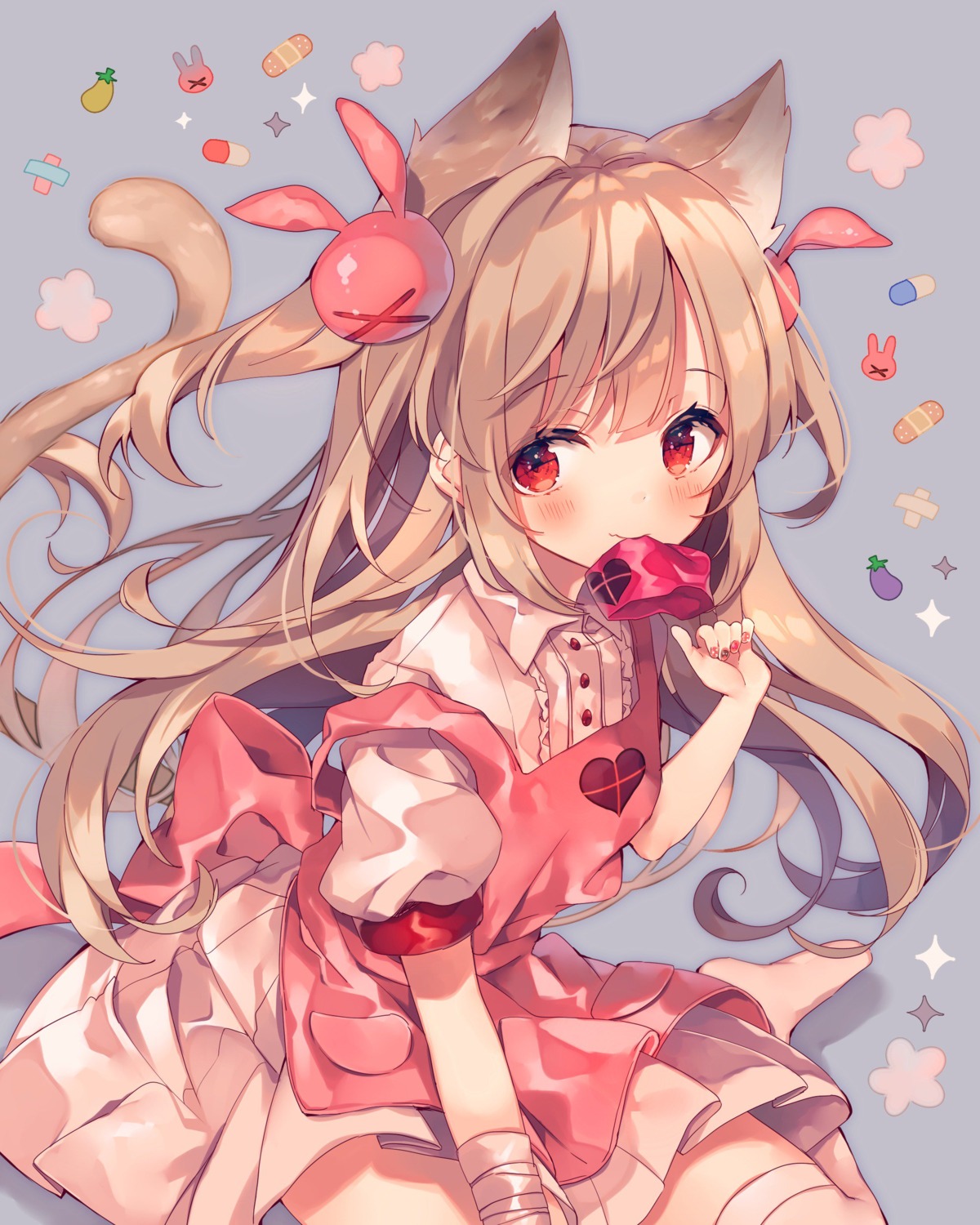 ana, animal_ears, bandages, indie_virtual_youtuber, natori_sana, tail, thighhighs