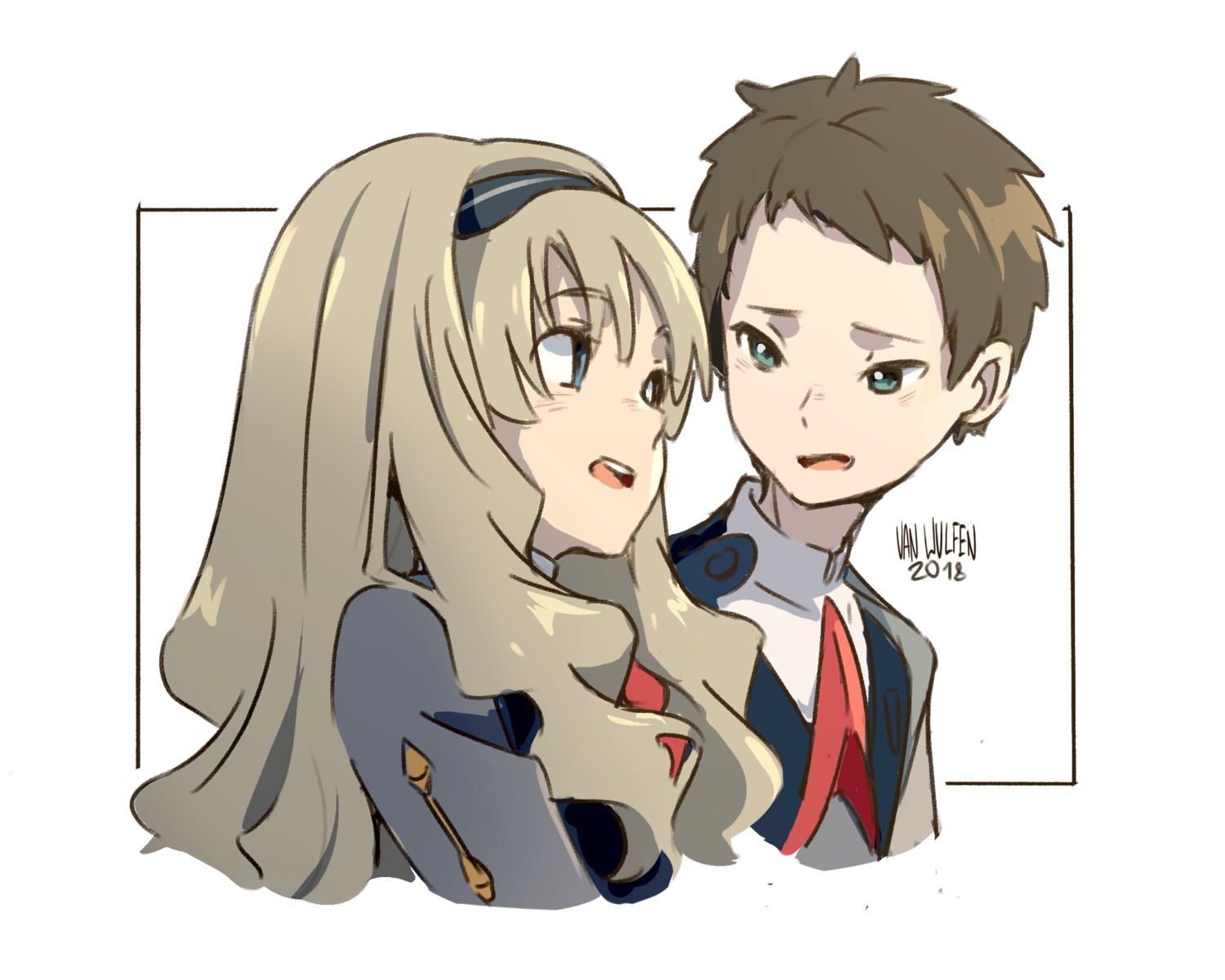 darling_in_the_franxx, kokoro_(darling_in_the_franxx), mitsuru_(darling_in_the_franxx), uniform, van_wulfen