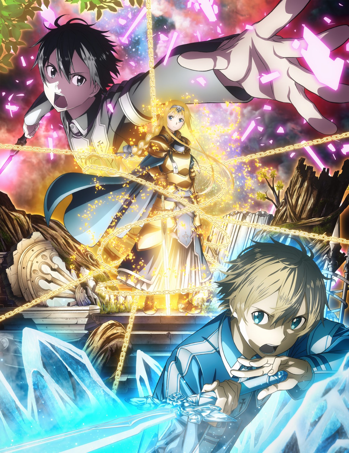 alice_zuberg, armor, eugeo, kirito, suzuki_gou, sword, sword_art_online, sword_art_online_alicization